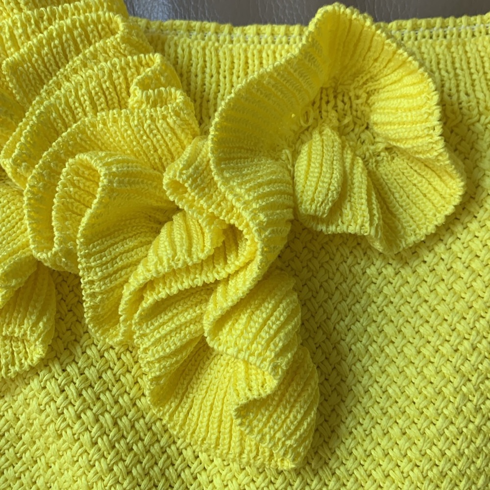 Yellow Ruffled Women's Sweater - Picture 4 of 6